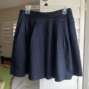 Banana Republic Women Skirt 6 Navy Geometric Pleated Lined Full Pockets Jacquard
